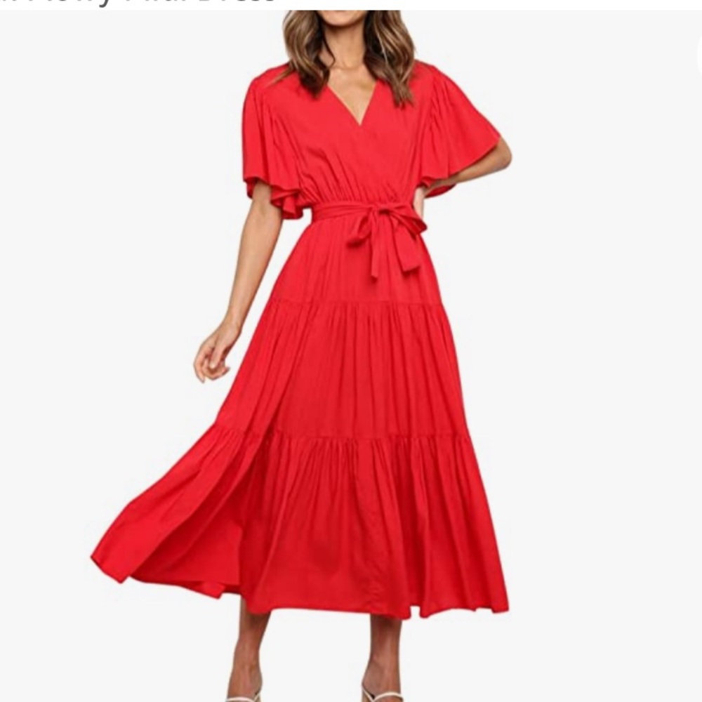 NWT R. Vivimos Wrap Top Red Maxi Dress